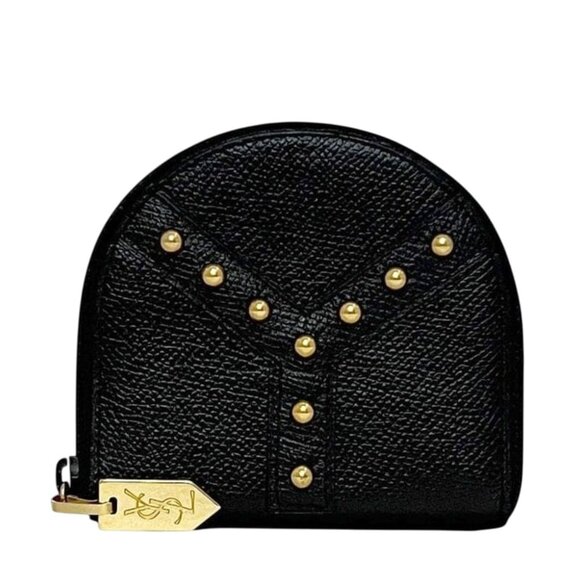 Yves Saint Laurent Coin Case Black Coin Purse Leather